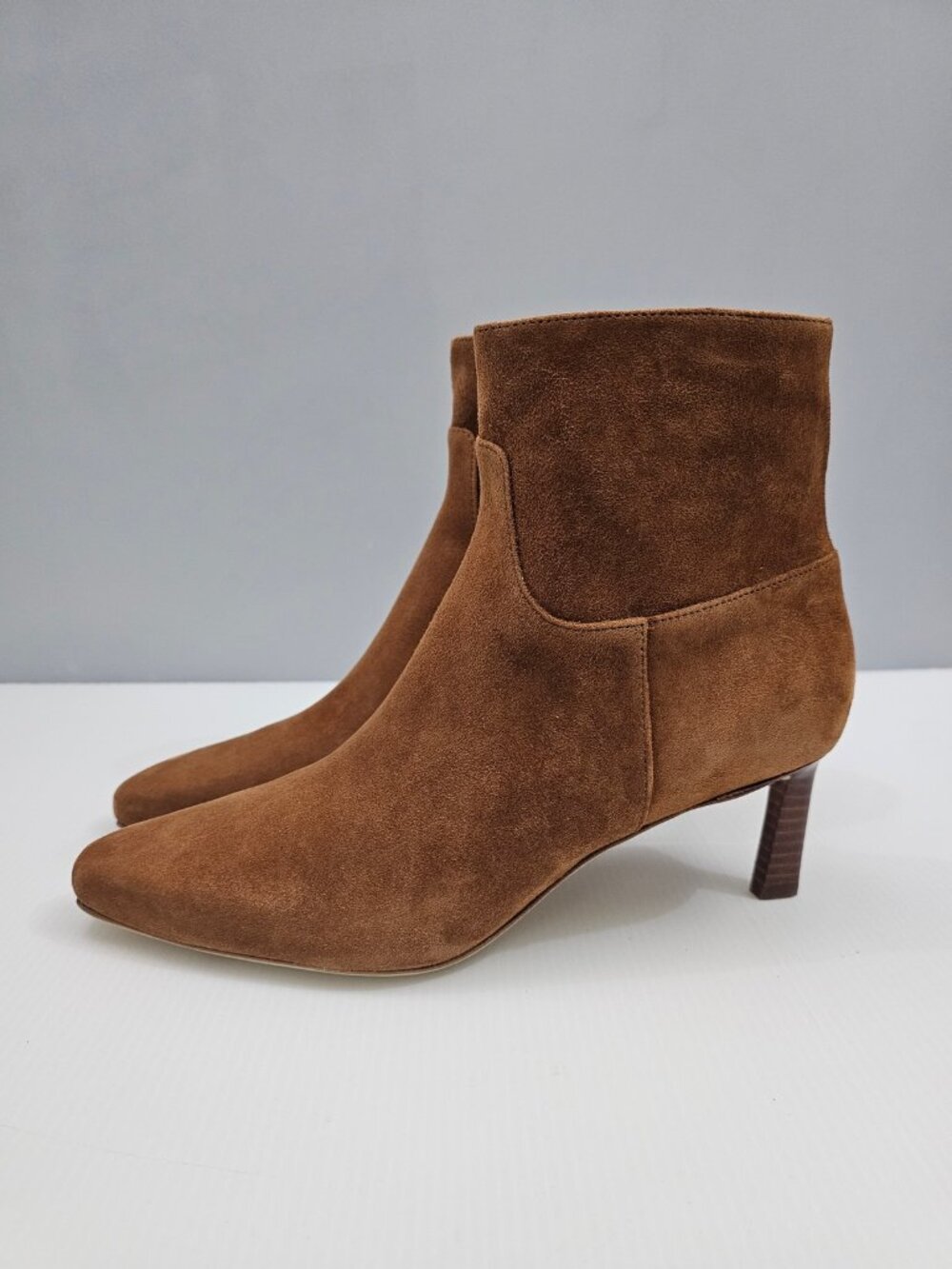 Veronica Beard Kelby Ankle Bootie Womens 8.5 Brown Suede Slim Heel Pointed Toe